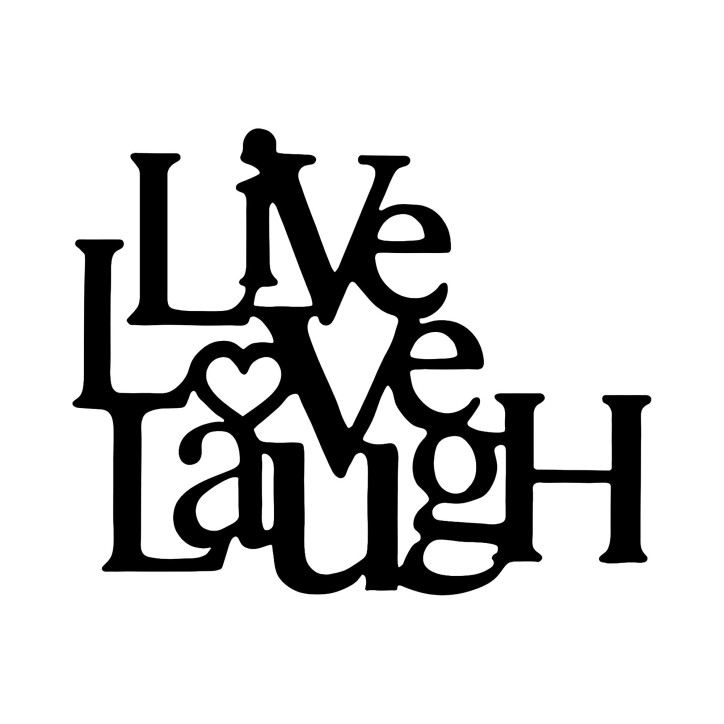 Decoración pared de metal Live Love Laugh negro 68x1.5x66 cm