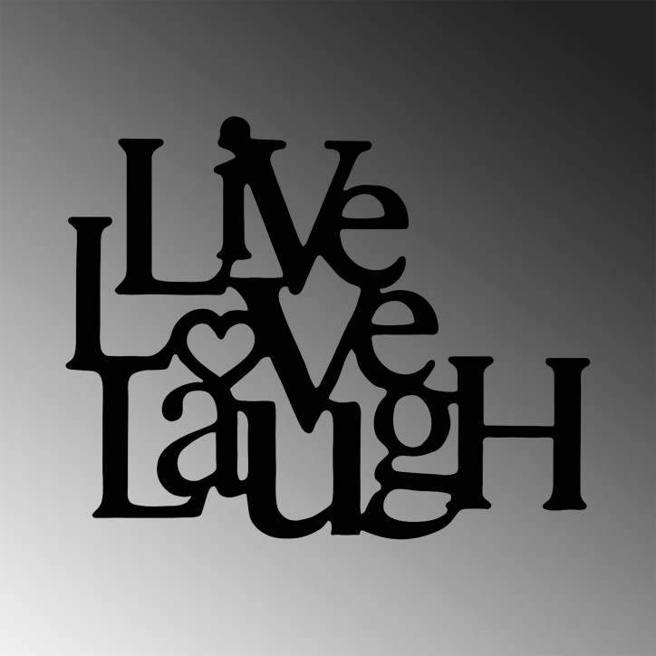 Decoración pared de metal Live Love Laugh negro 68x1.5x66 cm