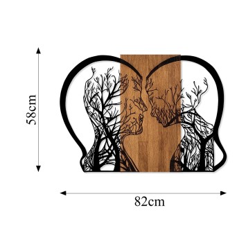 Decoración pared de madera Tree Woman And Man Love nogal negro 80x58 cm