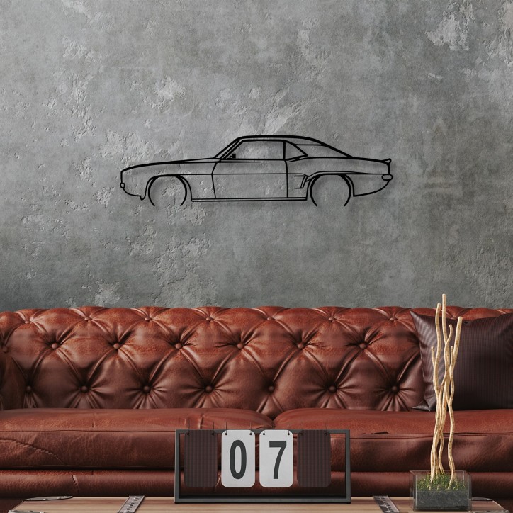 Decoración pared de metal Chevrolet Camaro V2 Silhouette negro 70x18 cm