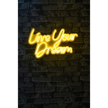 Iluminación LED decorativa de plástico Live Your Dream amarillo 30x53x2 cm