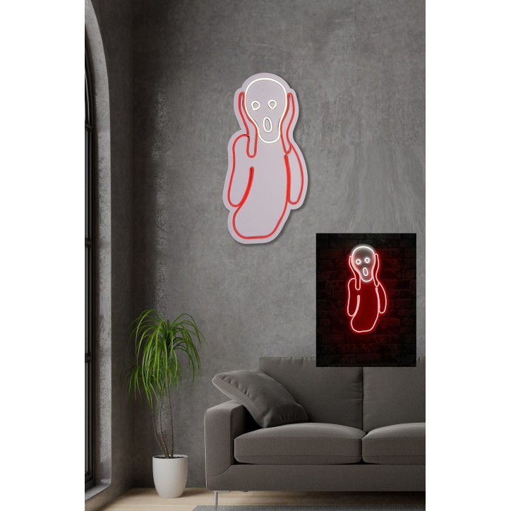 Iluminación LED decorativa de plástico Scream rojo blanco 28x55x3 cm