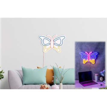 Iluminación LED decorativa de plástico Butterfly multicolor 44x30x2 cm