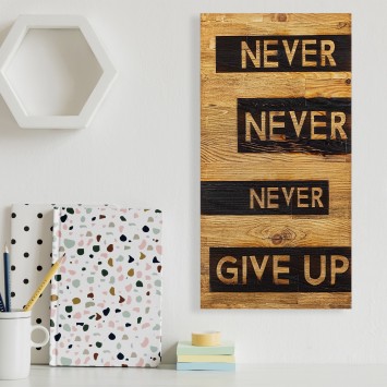 Decoración pared de madera Never Give Up nogal negro 30x3x58 cm