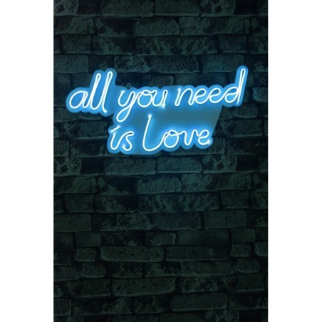 Iluminación LED decorativa de plástico All You Need is Love azul 32x60x2 cm