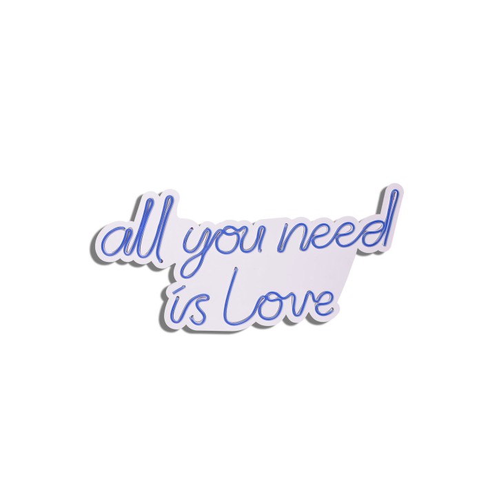 Iluminación LED decorativa de plástico All You Need is Love azul 32x60x2 cm