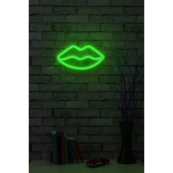 Iluminación LED decorativa de plástico Lips verde 36x19x2 cm