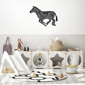 Decoración pared de metal Zebras negro 95x77 cm