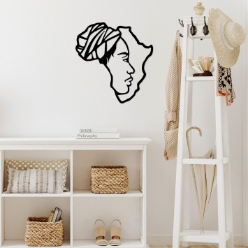 Decoración pared de metal African Woman -446 negro 67x70 cm