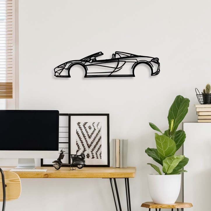 Decoración pared de metal McLaren 570S Silhouette negro 70x17 cm