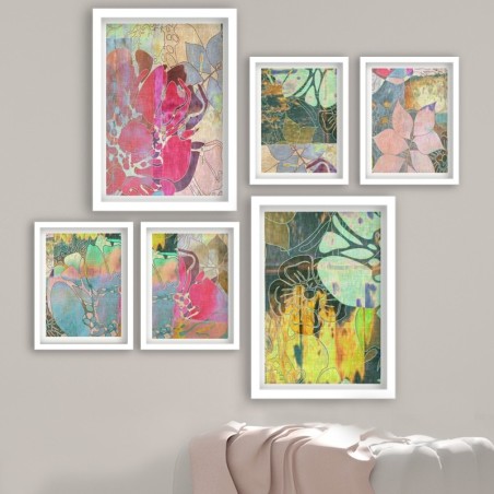 Cuadro decorativo enmarcado SET_118 multicolor 24x29 cm (4 piezas) 24x44 cm (2 piezas)