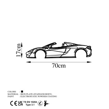 Decoración pared de metal McLaren 570S Silhouette negro 70x17 cm