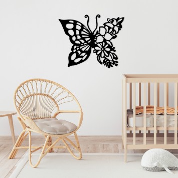 Decoración pared de metal Butterfly From Flower negro 59x1.5x49 cm