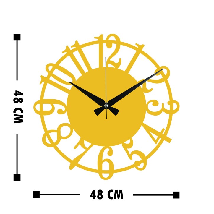 Reloj de pared metal Metal Wall Clock 15 oro 48x48 cm