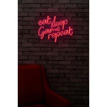 Iluminación LED decorativa de plástico eat sleep game repeat rosa 51x40x2 cm