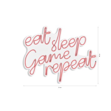 Iluminación LED decorativa de plástico eat sleep game repeat rosa 51x40x2 cm