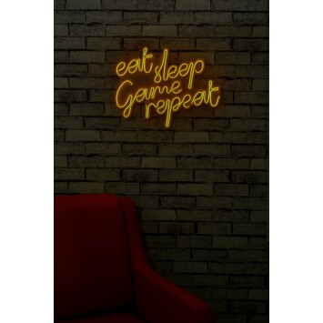 Iluminación LED decorativa de plástico eat sleep game repeat amarillo 51x40x2 cm