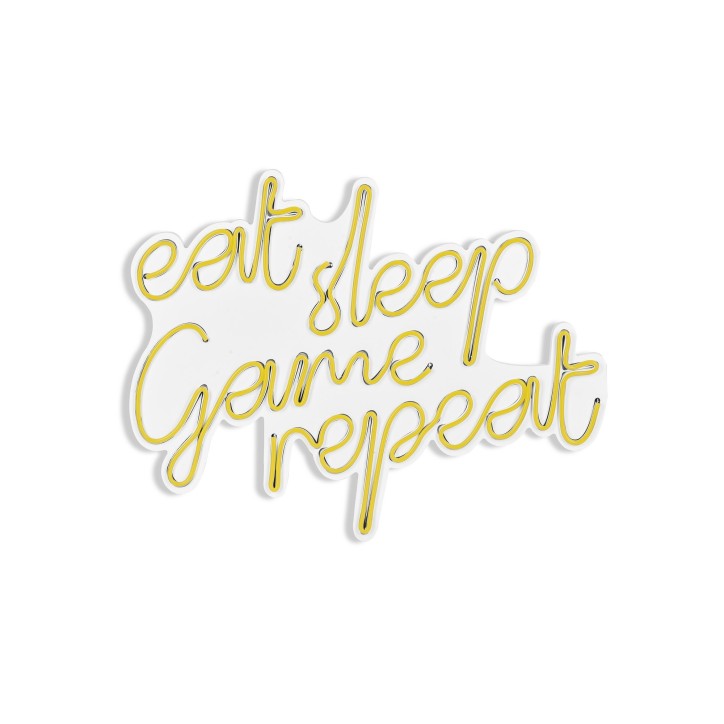 Iluminación LED decorativa de plástico eat sleep game repeat amarillo 51x40x2 cm