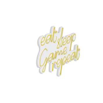 Iluminación LED decorativa de plástico eat sleep game repeat amarillo 51x40x2 cm