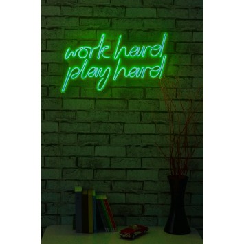 Iluminación LED decorativa de plástico Work Hard Play Hard verde 55x36x2 cm