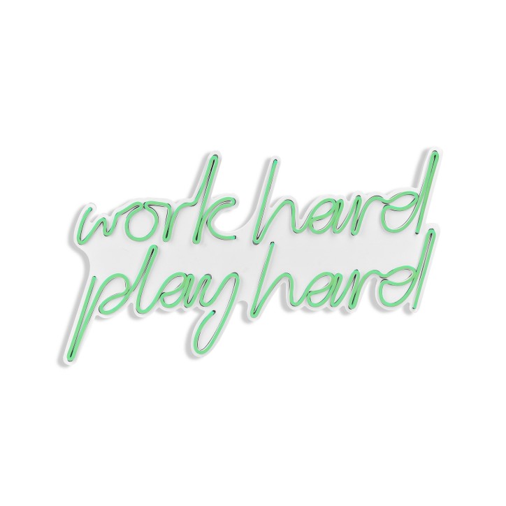 Iluminación LED decorativa de plástico Work Hard Play Hard verde 55x36x2 cm