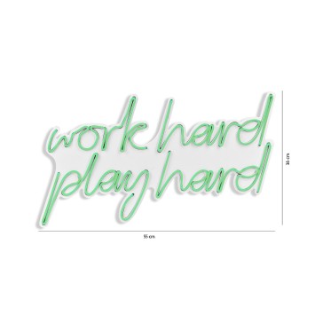 Iluminación LED decorativa de plástico Work Hard Play Hard verde 55x36x2 cm