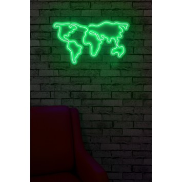 Iluminación LED decorativa de plástico World Map verde 66x38x2 cm