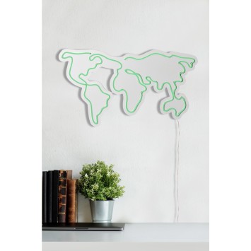 Iluminación LED decorativa de plástico World Map verde 66x38x2 cm