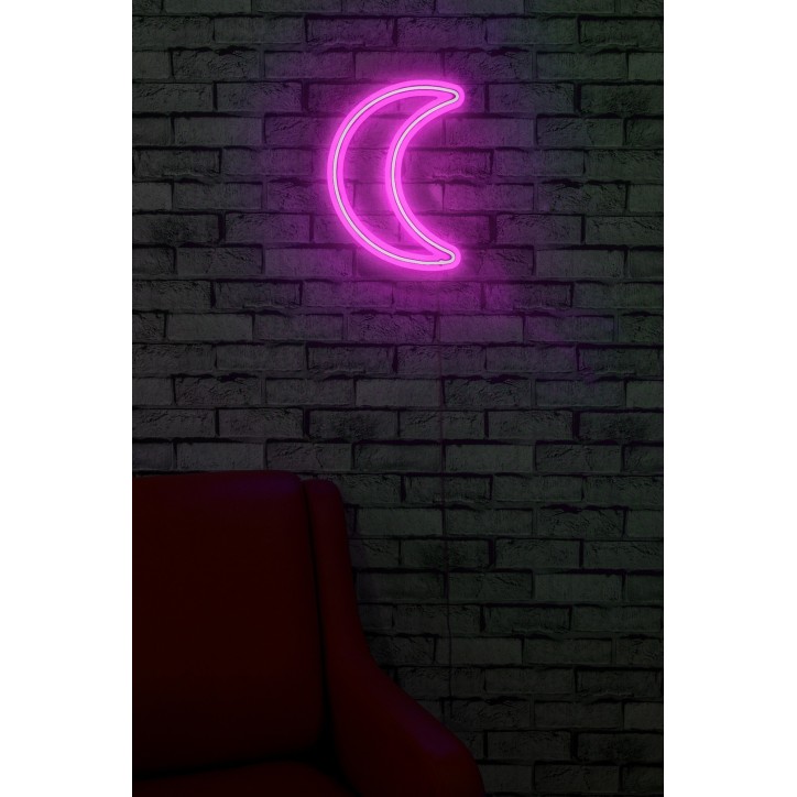 Iluminación LED decorativa de plástico Crescent rosa 26x37x2 cm