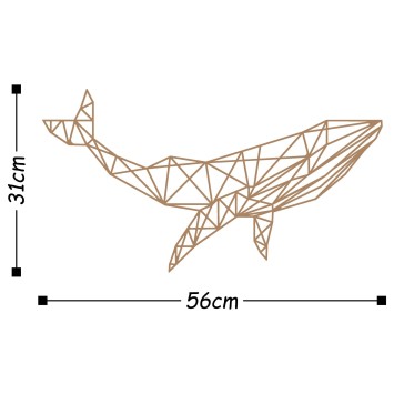 Decoración pared de metal Whale 1 cobre 56x31 cm