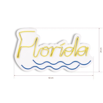 Iluminación LED decorativa de plástico Florida amarillo azul 43x25x2 cm