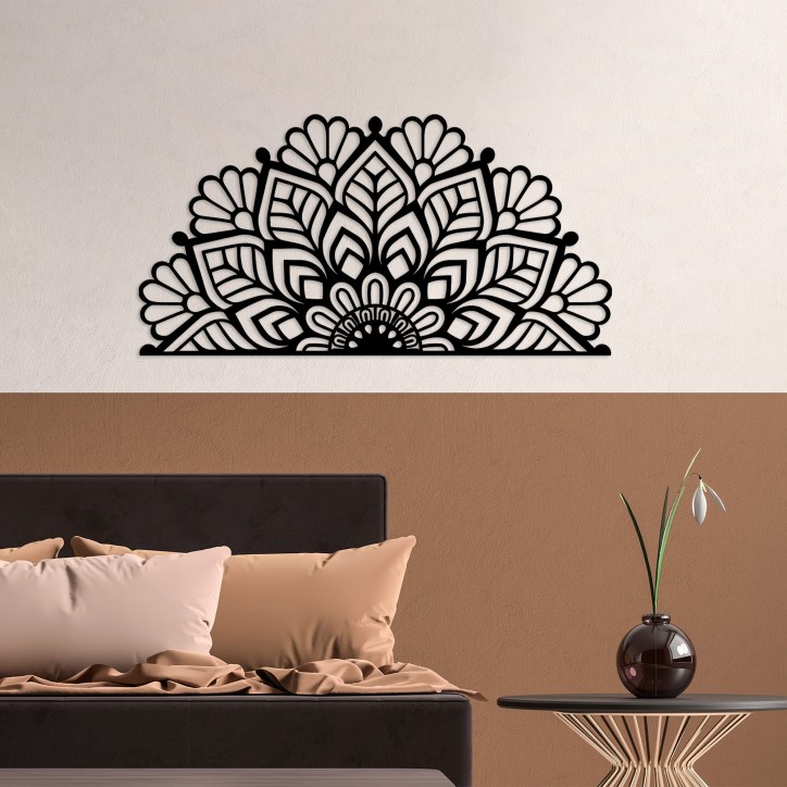 Decoración pared de metal Mandala-S-2 negro 117x1.5x59 cm