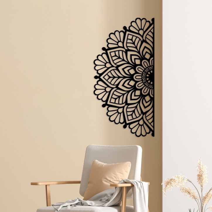 Decoración pared de metal Mandala-S-2 negro 117x1.5x59 cm