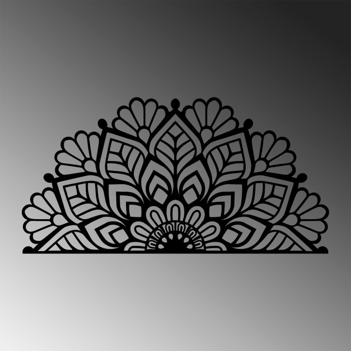 Decoración pared de metal Mandala-S-2 negro 117x1.5x59 cm