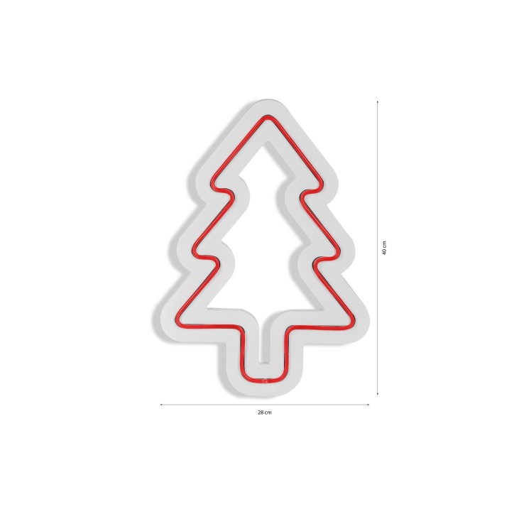 Iluminación LED decorativa de plástico Christmas Pine rojo 21x30x2 cm