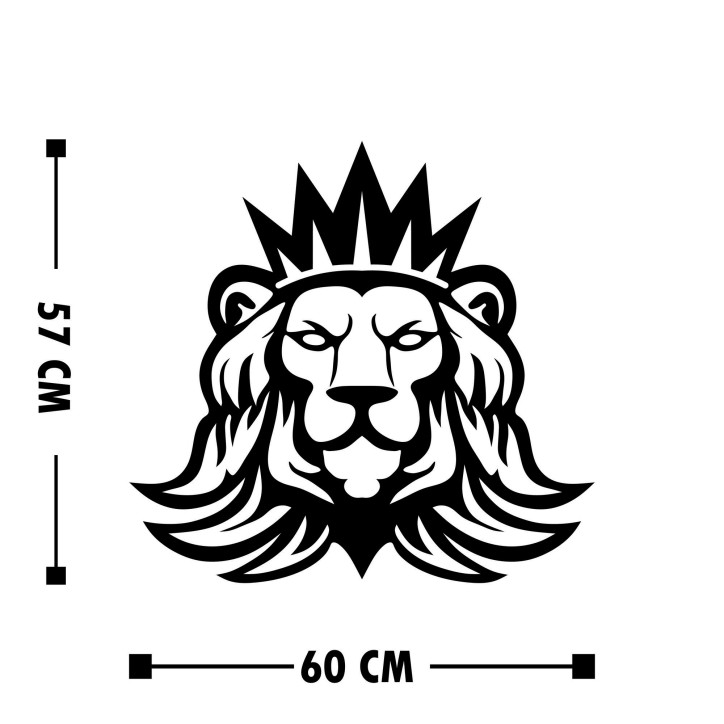 Decoración pared de metal Lion 2 negro 60x57 cm