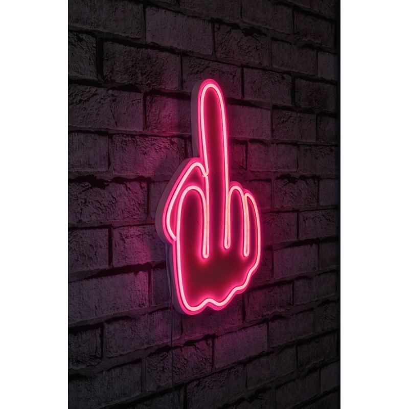 Iluminación LED decorativa de plástico Middle Finger rosa 27x37x2 cm