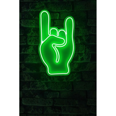 Iluminación LED decorativa de plástico Rock N Roll Sign verde 25x44x3 cm