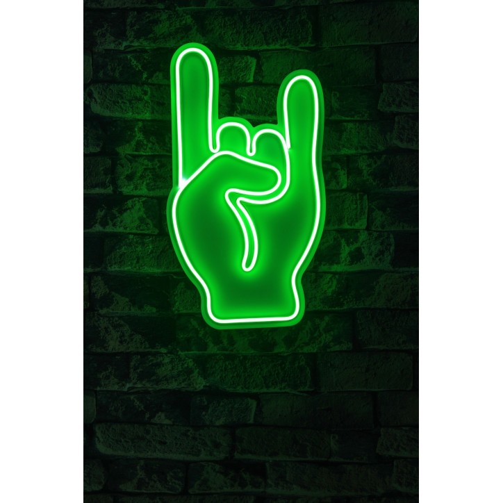 Iluminación LED decorativa de plástico Rock N Roll Sign verde 25x44x3 cm