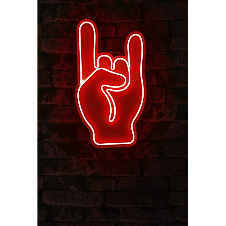 Iluminación LED decorativa de plástico Rock N Roll Sign rojo 25x44x3 cm