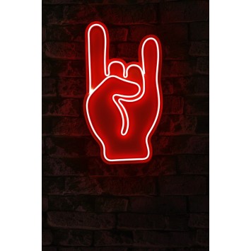 Iluminación LED decorativa de plástico Rock N Roll Sign rojo 25x44x3 cm