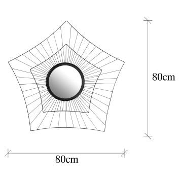 Espejo decorativo Yıldız WM-20 negro 80x6x80 cm