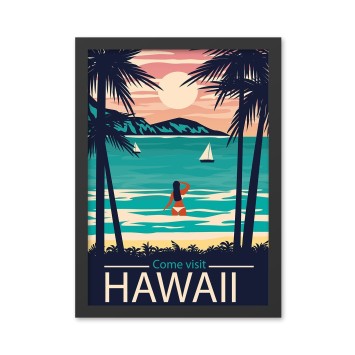 Pintura decorativa enmarcada MDF Hawaii 2 (40 x 55) multicolor 40x55 cm
