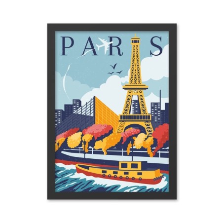 Pintura decorativa enmarcada MDF Paris 4 (40 x 55) multicolor 40x55 cm
