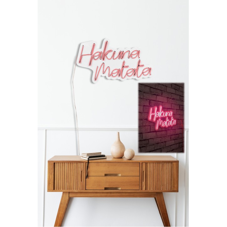 Iluminación LED decorativa de plástico Hakuna Matata rosa 47x29x2 cm