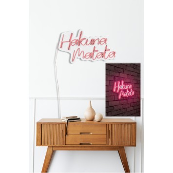 Iluminación LED decorativa de plástico Hakuna Matata rosa 47x29x2 cm