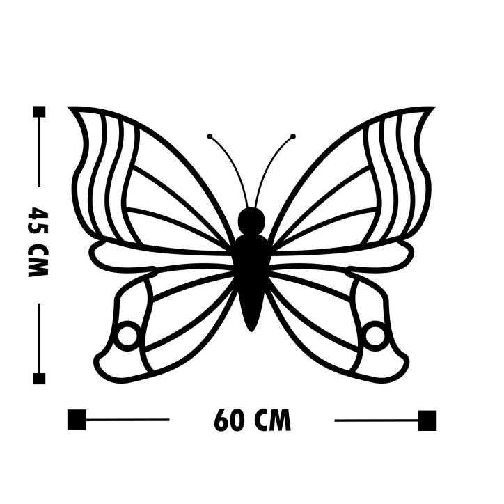 Decoración pared de metal Butterfly 3 negro 60x45 cm