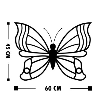 Decoración pared de metal Butterfly 3 negro 60x45 cm