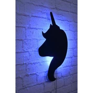 Iluminación LED decorativa Unicorn azul 26x42 cm