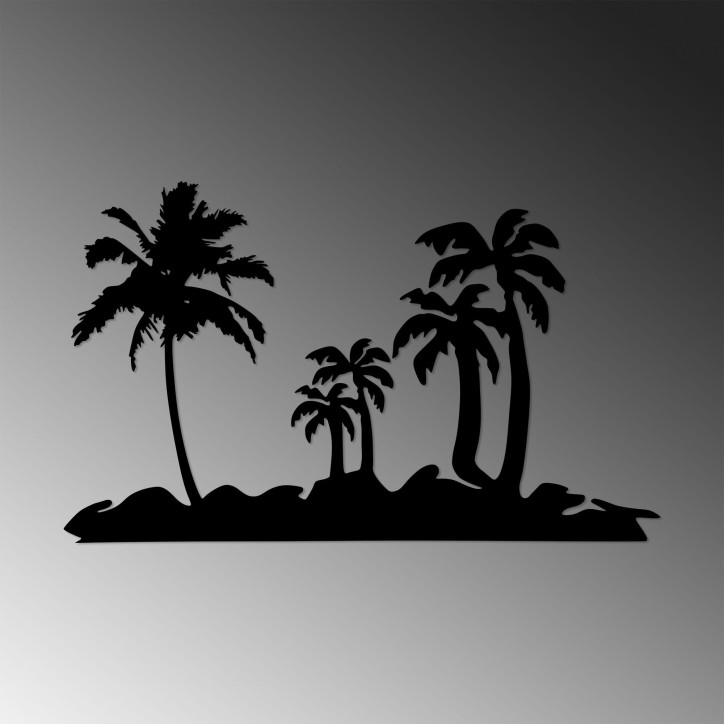 Decoración pared de metal Palm Trees-460 negro 70x42 cm